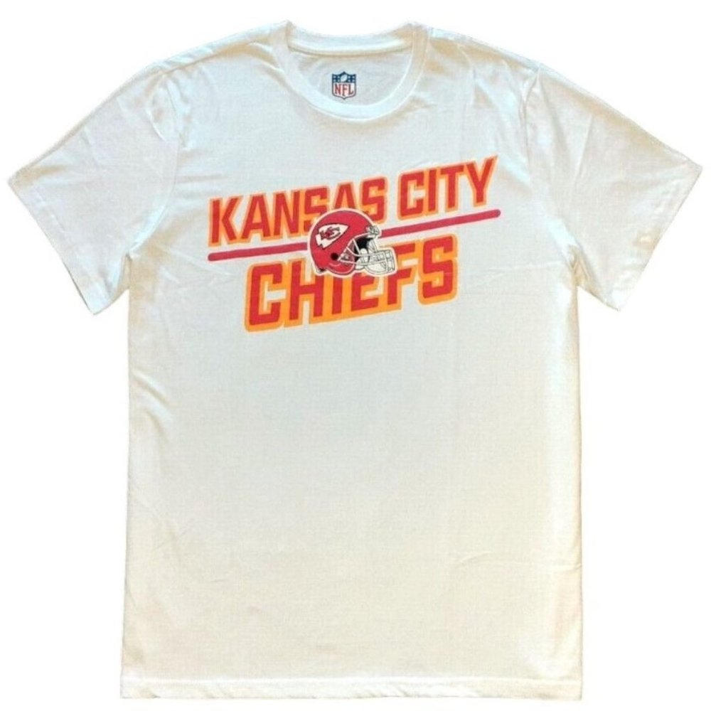 Kansas City Chiefs NFL Brand Mens KC Short Sleeve T-Shirt M MEDIUM White Red Go…